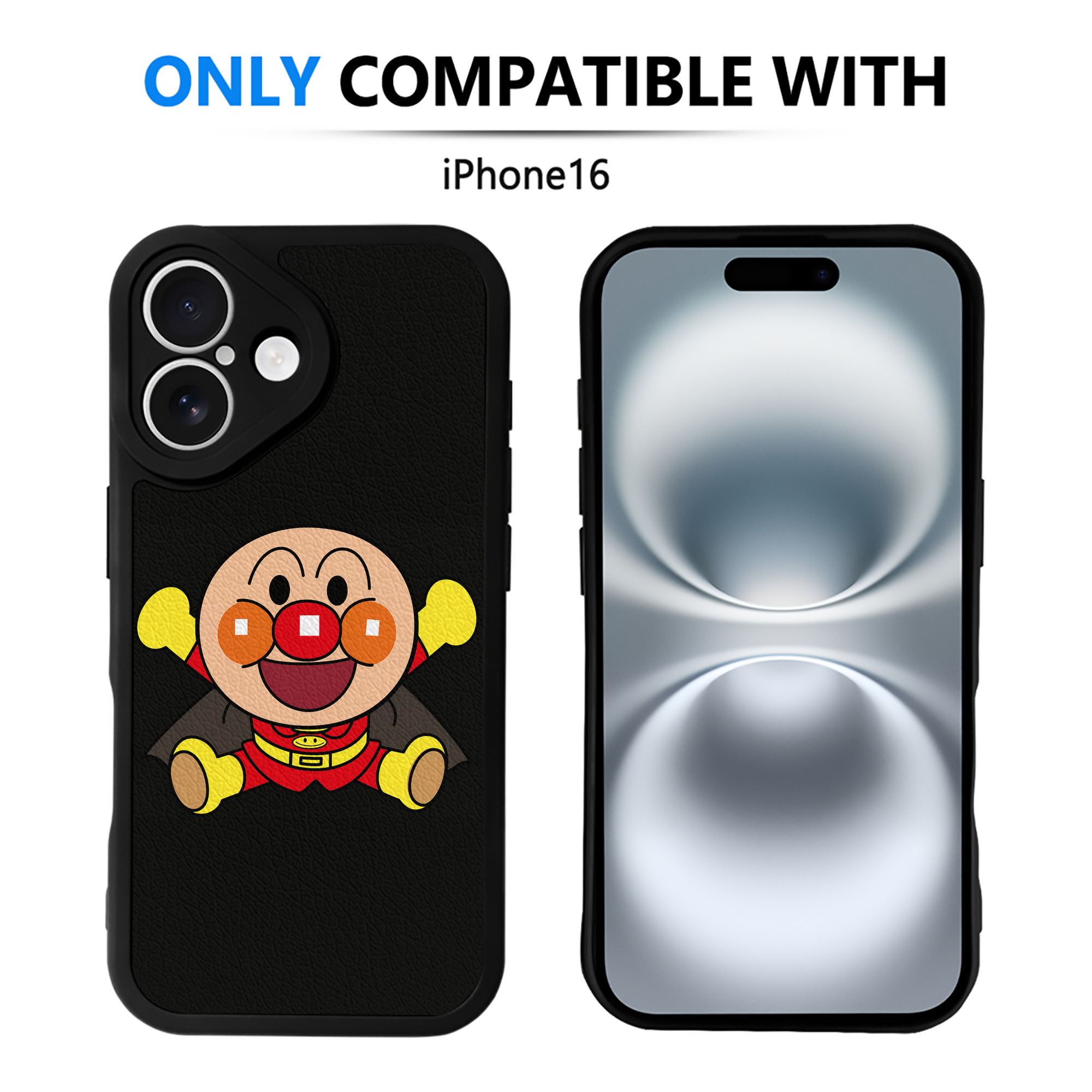 （画像用） アンパンマン Anpanman 【iPhone 16シリーズ対応】シリコンスマホケース（レザー調） 材質：シリコン